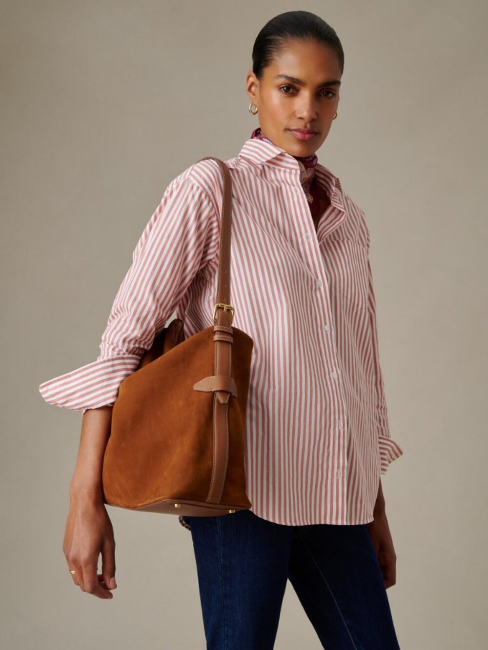 J McLaughlin The Montecito Suede Hobo Bag - Saddle NEW - Picture 3 of 4